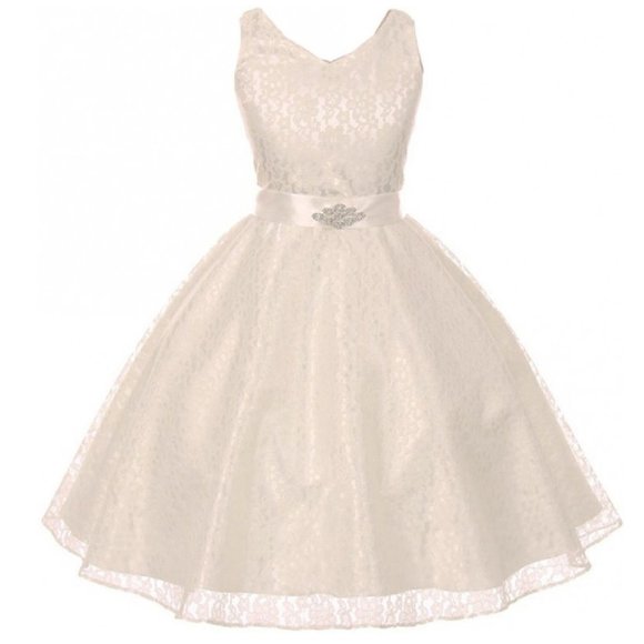 Big Girls Sleeveless Floral Lace Easter Graduation Flower Girl Dress Dance - Picture 1 of 5